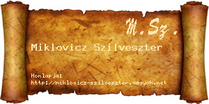 Miklovicz Szilveszter névjegykártya